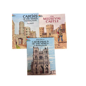 Lot 3 Dover Coloring Books Castles & Cathedrals of the World Medieval NEW
